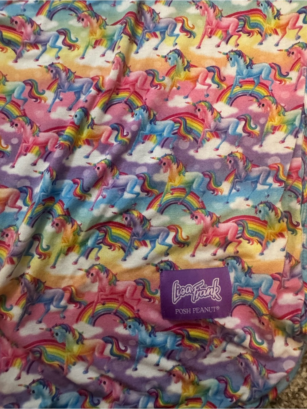 Posh Peanut Lisa Frank Markie Magic & Clouds Patoo Blanket